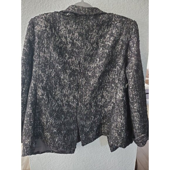 Eileen Fisher Metallic Jacquard Blazer Open Front Jacket In Size Large - Picture 5 of 7